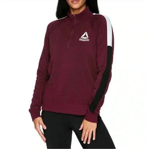 Reebok women’s color, black fleece turtleneck sweatshirt 3/4 zip